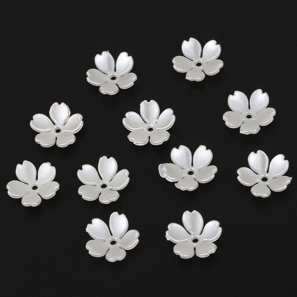 50-100pcs 15mm ABS Flowers Imitation Pearl Material Loose Beads Caps for DIY Bracelets Necklaces Jewelry Making Supplies