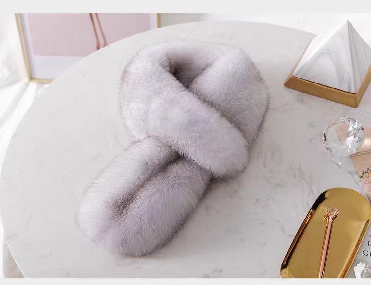 Korean Style Double-Sided Fox Fur Scarf: Women's Plush, Warm, Versatile Winter Snood