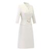 Teluoman Damen Apricot Beige Professionelles A-Linien Anzugkleid