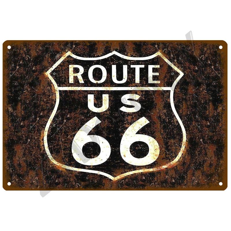Route 66 Metal Sign House Plaque Metal Poster Tin Sign Plate Wall Posters Vintage Retro Aesthetic Room Decor Wall Art Decoration