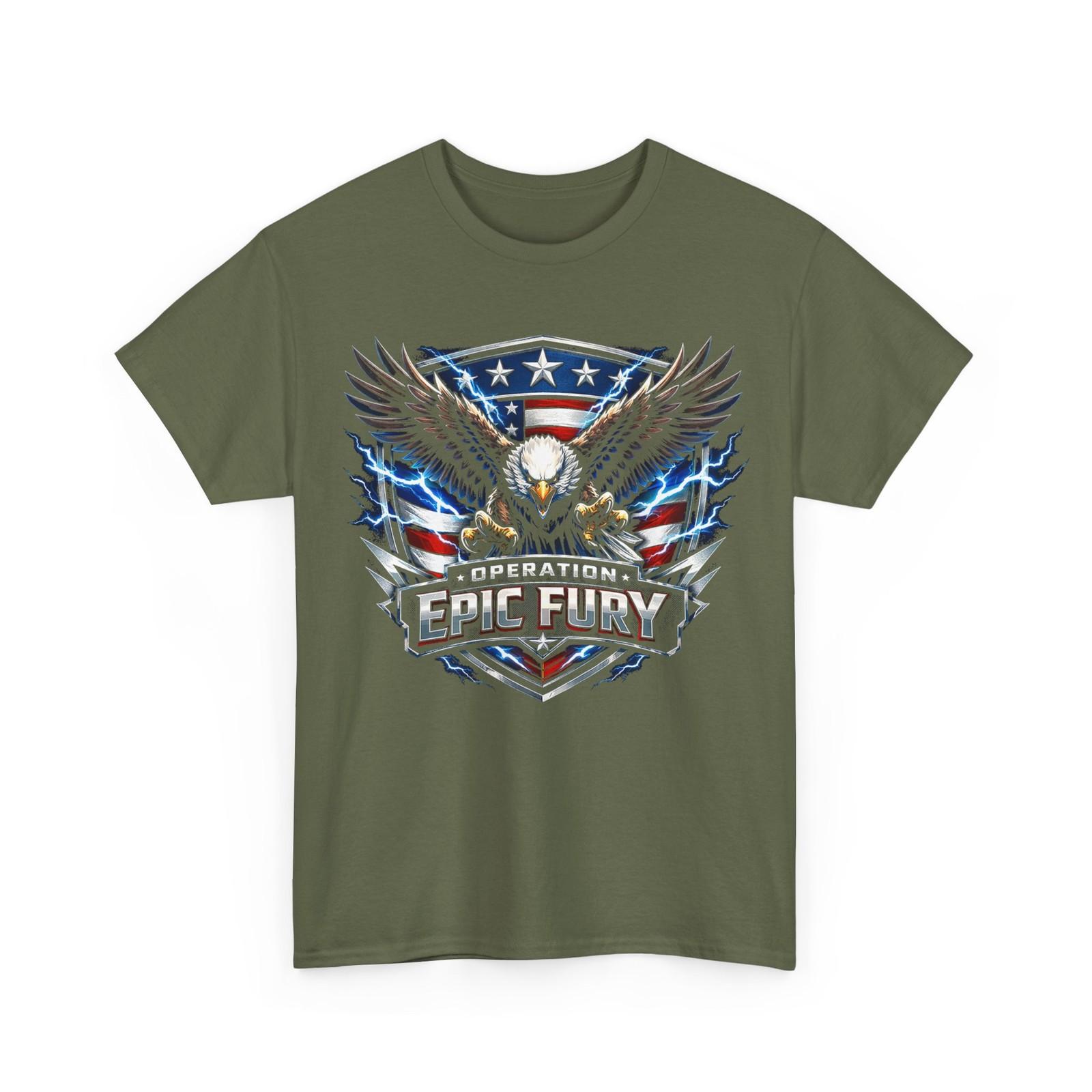 Operation Epic Fury American Flag Eagle T-Shirt S