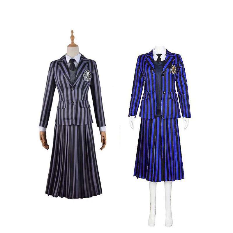 Halloween Wednesday Addams Role Playing Adult School Uniform Costume Set For Themed Parties