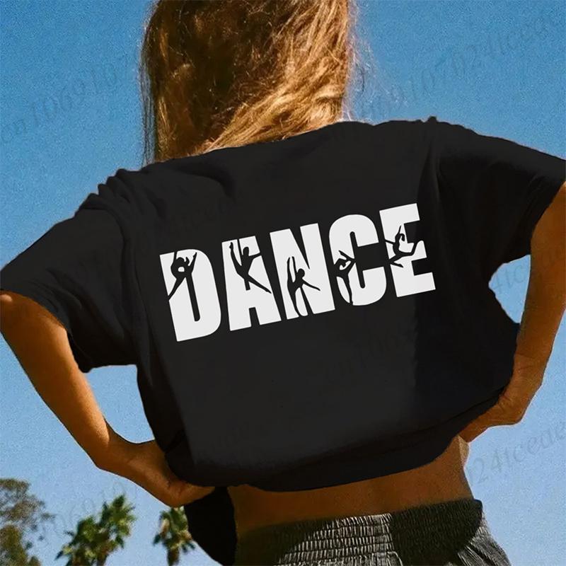 Women T Shirt Pullover Oversize Tees Korean T-Shirts DANCE Printed T-Shirt Casual Short Sleeve