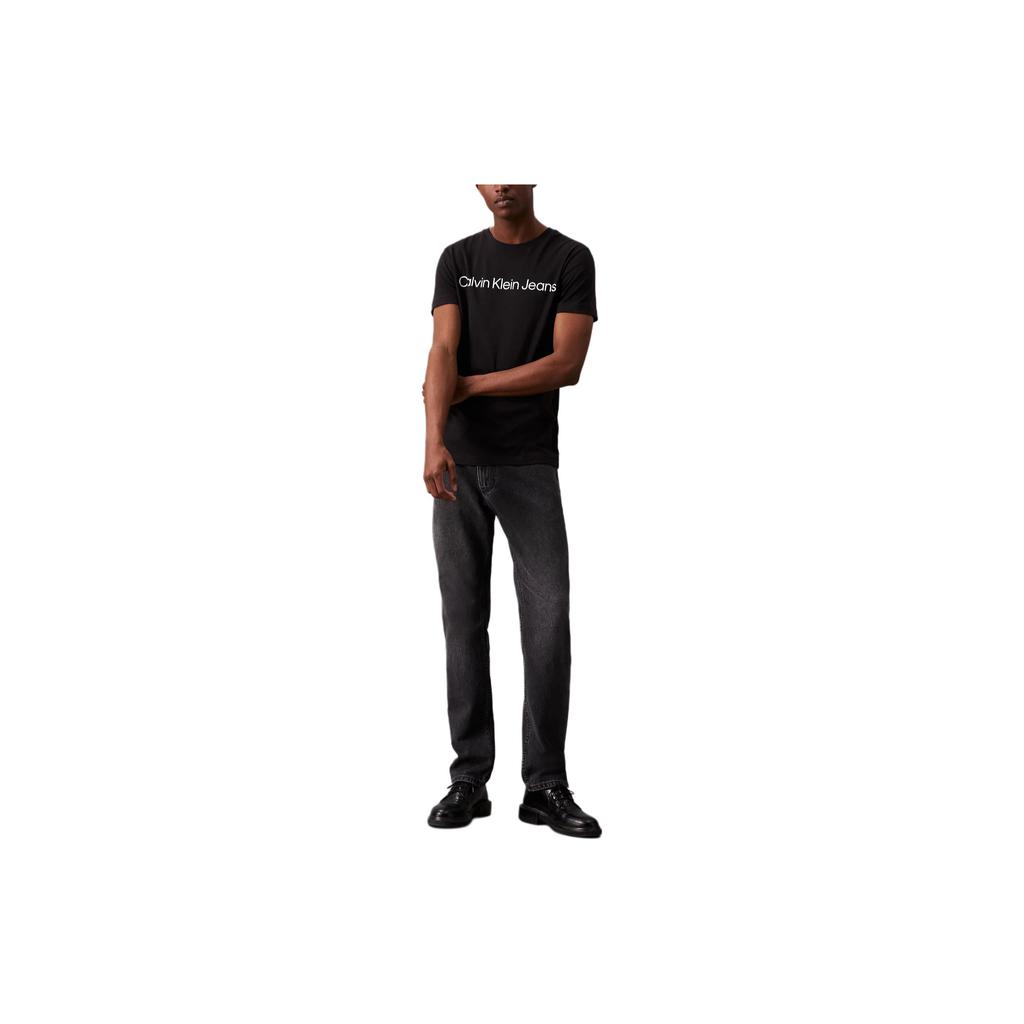 Calvin Klein Jeans Letter Print Slim Fit Round Neck Short Sleeve T-Shirt Men Tops Black J30J322552-BEH