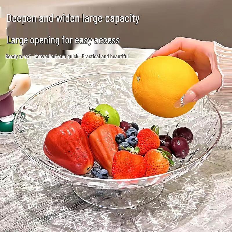 Prato de Frutas Transparente com Ondas de Água: Tigela Elegante para Lanches e Doces para Mesa de Centro