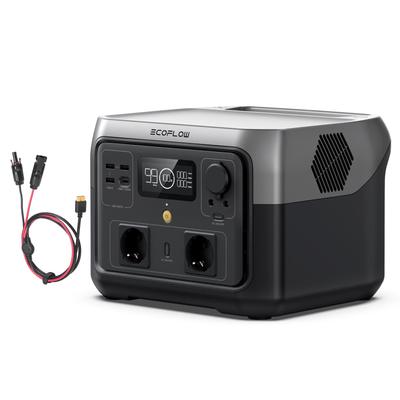 ECOFLOW River 2 Max mit XT60 Kabel, 3,5m, 512Wh, Tragbares Kraftwerk, Solargenerator mit LiFeP04, Schnellladung in 1 Stunde, Bis zu 1000W Leistung