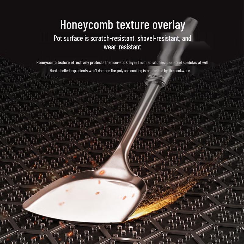 KBH 304 Stainless Steel Non-Stick Honeycomb Stir-Fry Wok