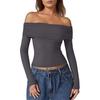 European and American Women's One-Shoulder Long-Sleeve Milk Silk T-Shirt - Elegant and Stylish Design