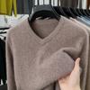 High-End Cashmere Thick V-Neck Wool Sweater for Men: Middle-Aged & Young, Warm Knitted Pullover