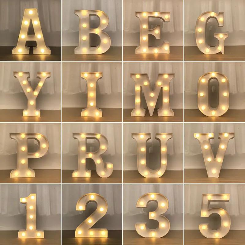 Decorative Letters Alphabet Letter LED Lights Luminous Number Lamp Decoration Battery Night Light Party Baby Bedroom Decoration