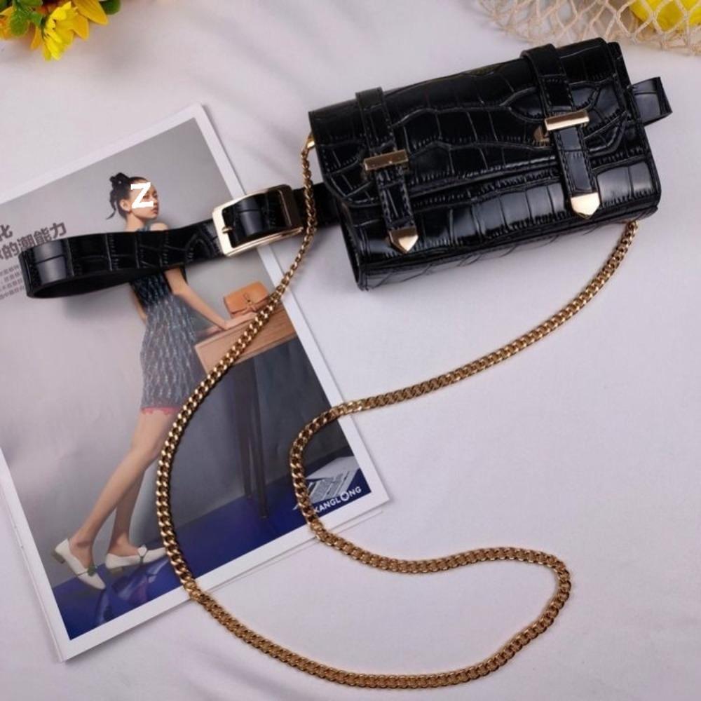 Punk style belt fanny pack women's detachable crossbody chain pouch decorative belt mobile phone bag