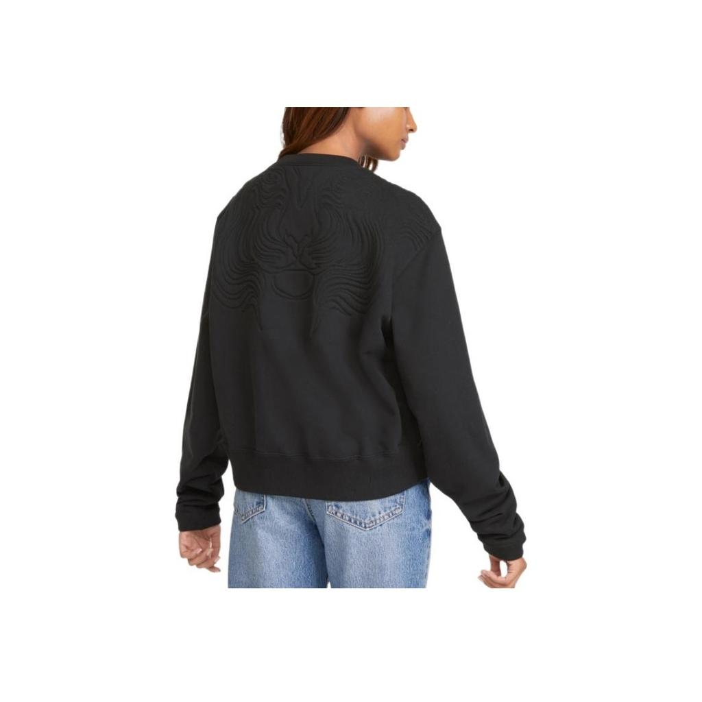 Puma Solid Color Embroidered Logo Loose Round Neck Long Sleeve Sweatshirt Women Sweatshirt Black 533474-01