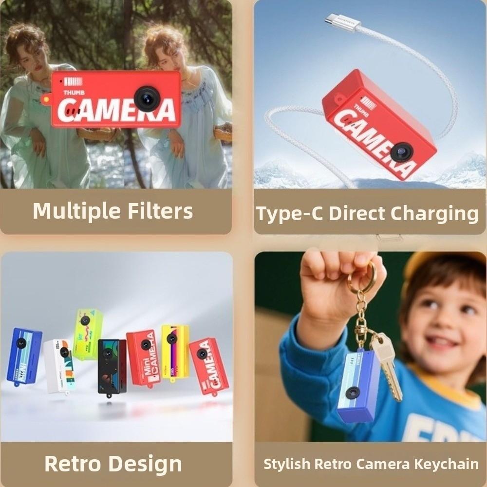 Mini Keychain Thumb Camera Retro Thumb Camera Keychain New Sports Camera