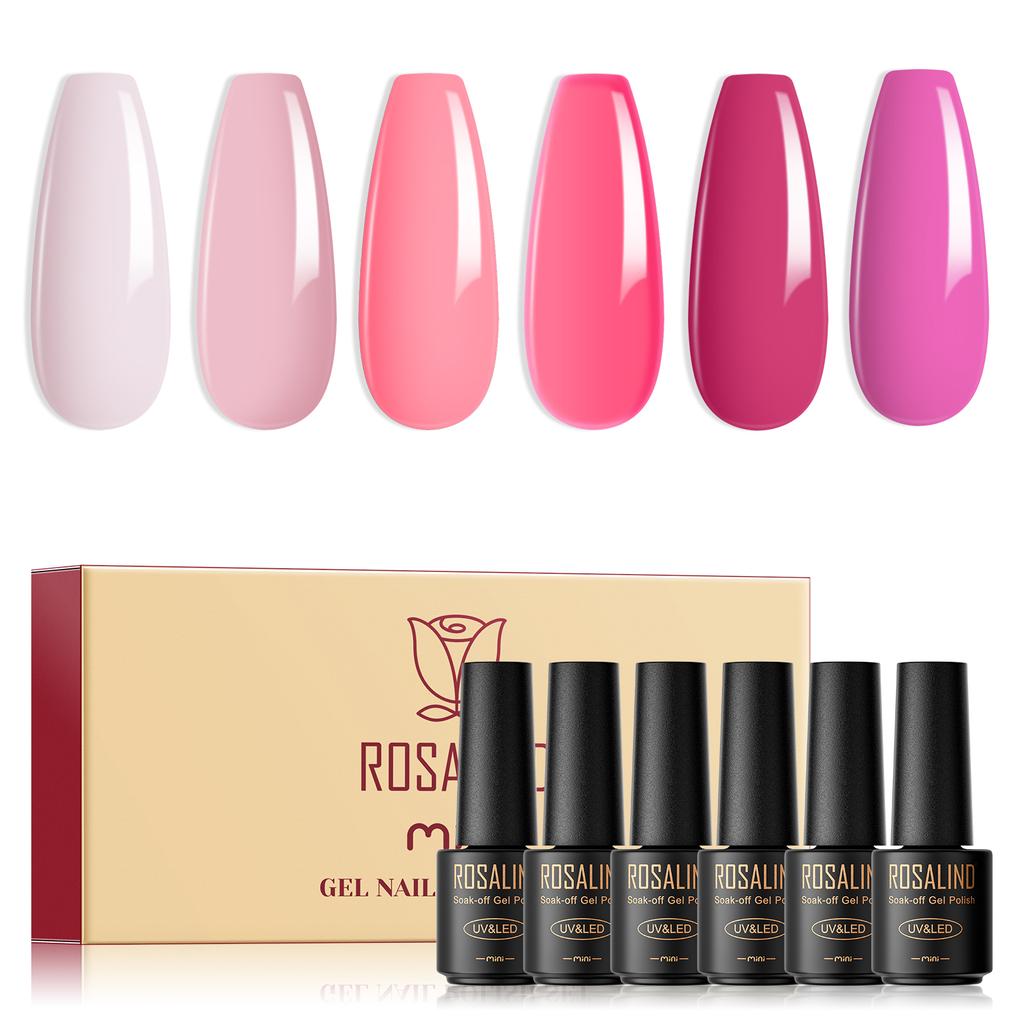 ROSALIND Gel Nail Polish Set 6pcs/Lot Nail Art Gel Polish Semi Permanent Gel Varnish Hybrid Soak Off UV Lamp Base Top Coat Gel Polish Kit