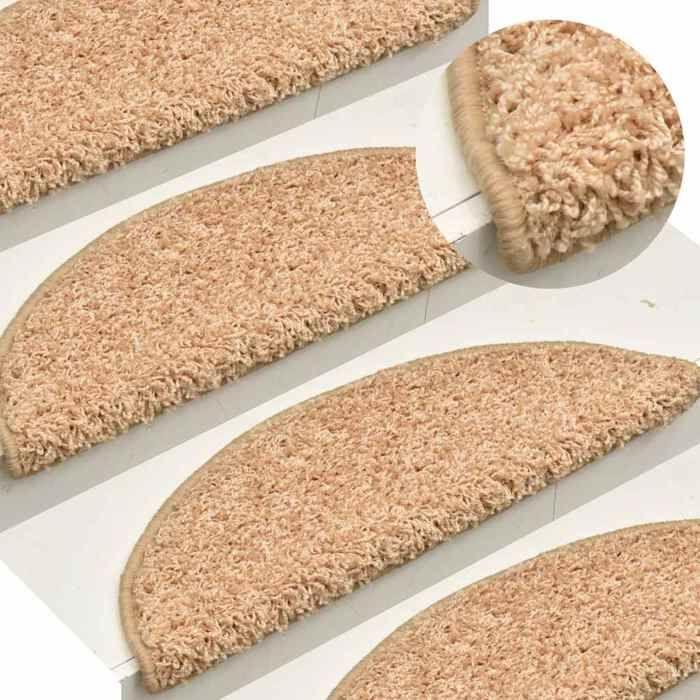 VidaXL Tapis d'escalier 15 pièces 65 x 21 x 4 cm Doré Demi-rond Grand 322379