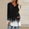 Women's Long Sleeved V-neck Color Casual Long Loose T-shirt Top
