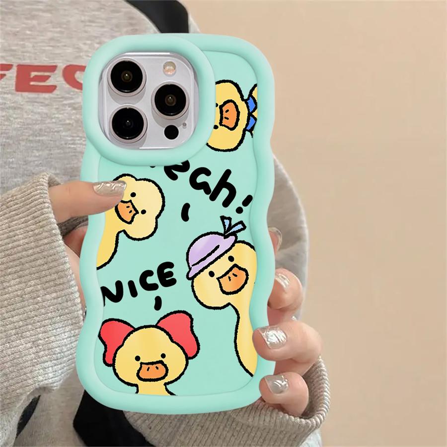 Soft Phone Cover Case for iPhone 16 Pro Max 14 13 17 Air 11 XR 8 12 15 Plus Cartoon Duck