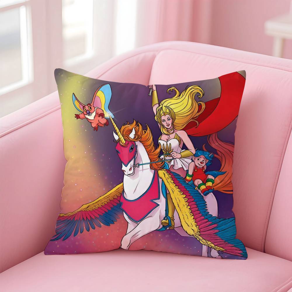 

Anime She-Ra-Princess of Power Pillow Case Anti-dustmite Pillowcase Invisible zipper silky short plush Sofa cushion cover 16x16Inch