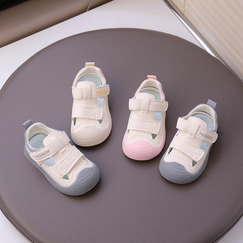 Baby Walking Shoes Toes Capped Anti-kicked Boys Girls Sandals Non-slip Soft Sole 2025 Summer New Kids Casual Shoes Hook&loop