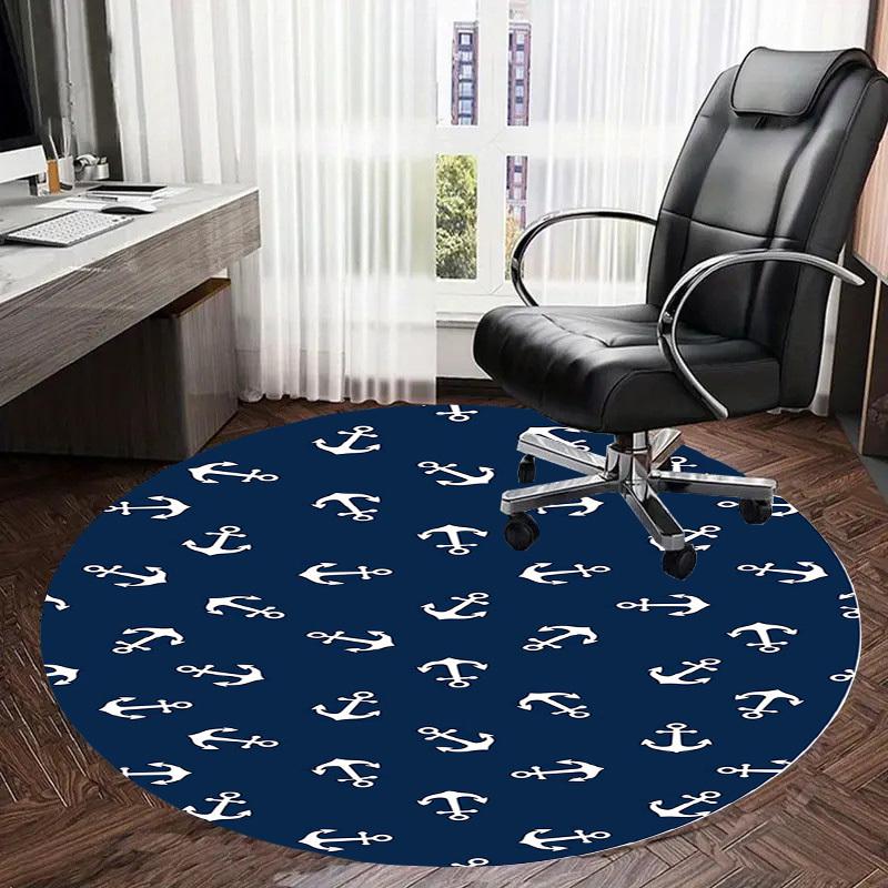 1pc Office Carpet Chair Mats Nautical Anchor Pattern Perfect for Decorating Office Chairs, Living Rooms, Or Bedrooms
