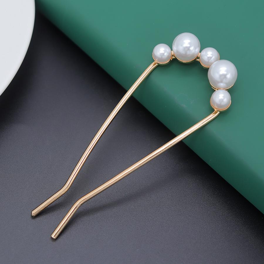 Korean Metal U Shaped Pearl Hair Stick for Women Elegant Imitation Pearl Hair Clips Pins Bun Maker Hair Styling Accessories Gift
