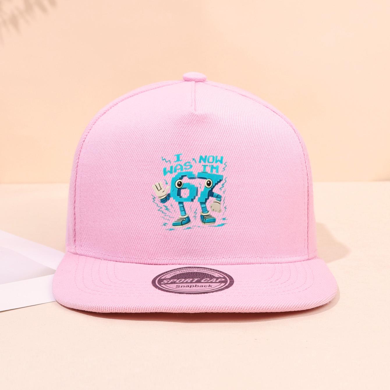 

1PC breathable flat brimmed hat! 67 pixel trendy logo+adjustable head circumference, no sweat during daily outings розовый
