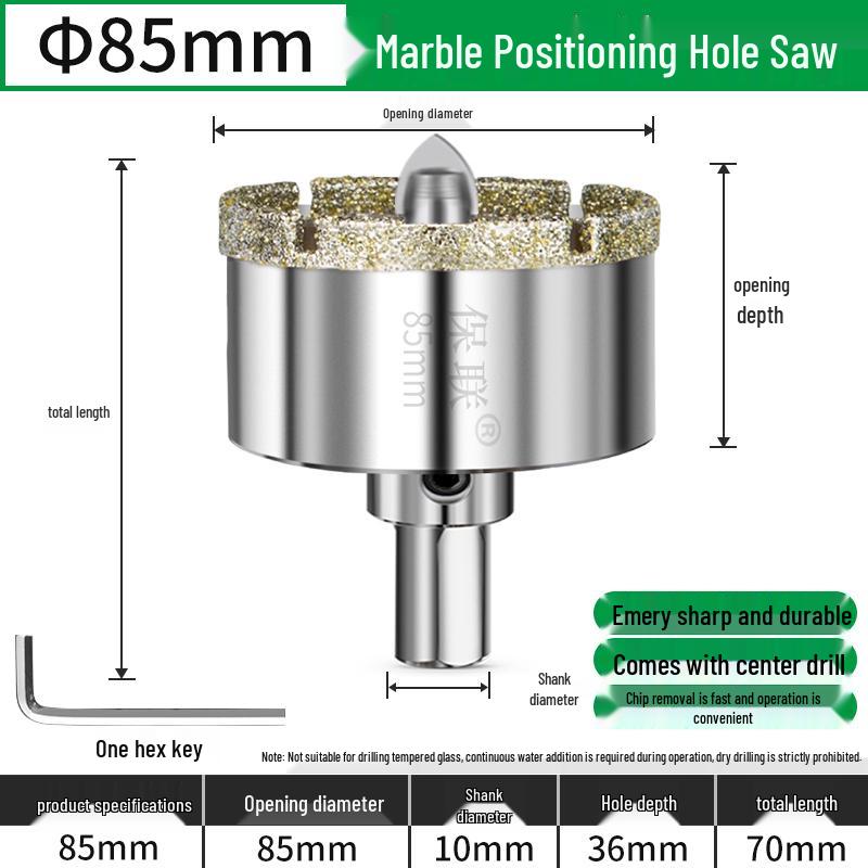 Positioning Drill Bit for Tile, Glass, Marble, and Stone Drilling