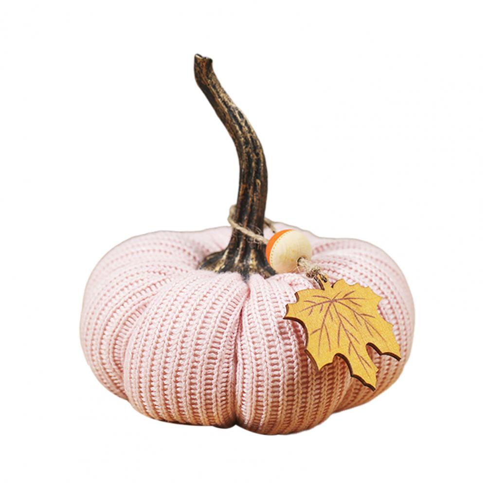 Halloween Decoration Fall Harvest Festival Decor Mini Knit Pumpkins Fabric Pumpkin Ornaments for Thanksgiving Halloween Home XXL розовый