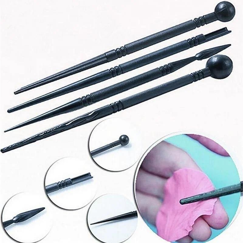 4pcs/set Cake Carved Pens Flower Modelling Tool Fondant Biscuit Cake Molds Petal Pattern Stick Tool Pen