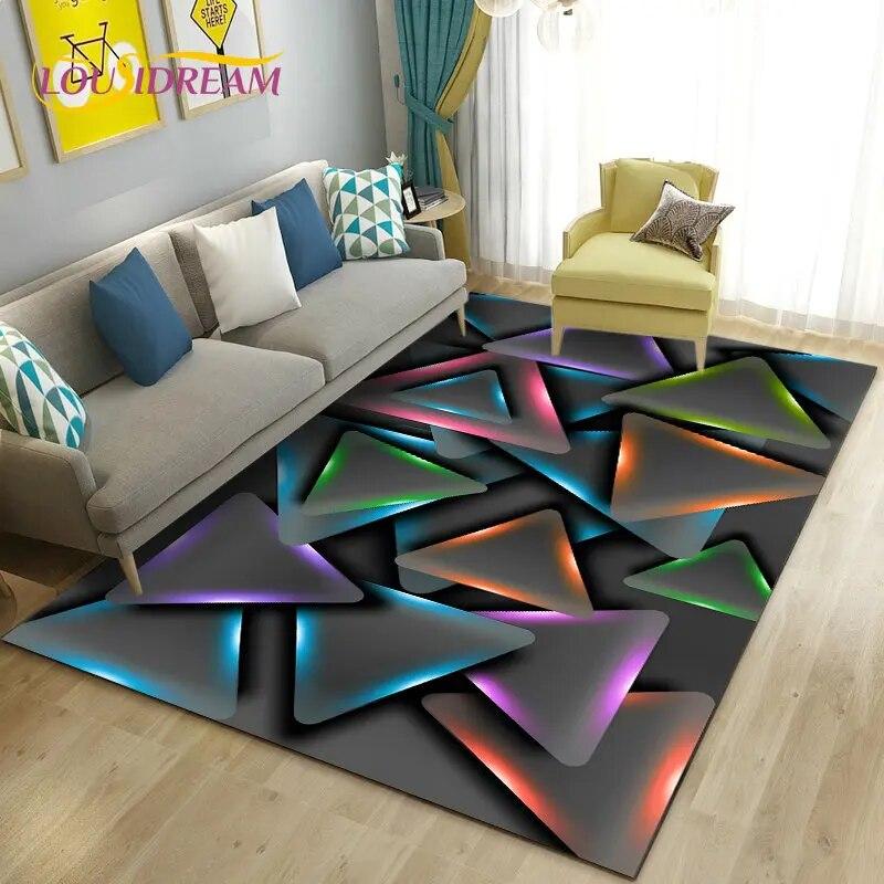 3D Abstract Geometric Optical Area Rug,Carpet Rug for Living Room Bedroom Sofa Doormat Kitchen Decoration,Kid Non-slip Floor Mat