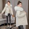 Winter New Style Style Overcomes Women's Mid Length Plush Thickened Cotton Coat Cotton Coat Middle Aged Women's Large Fur Collar Coat