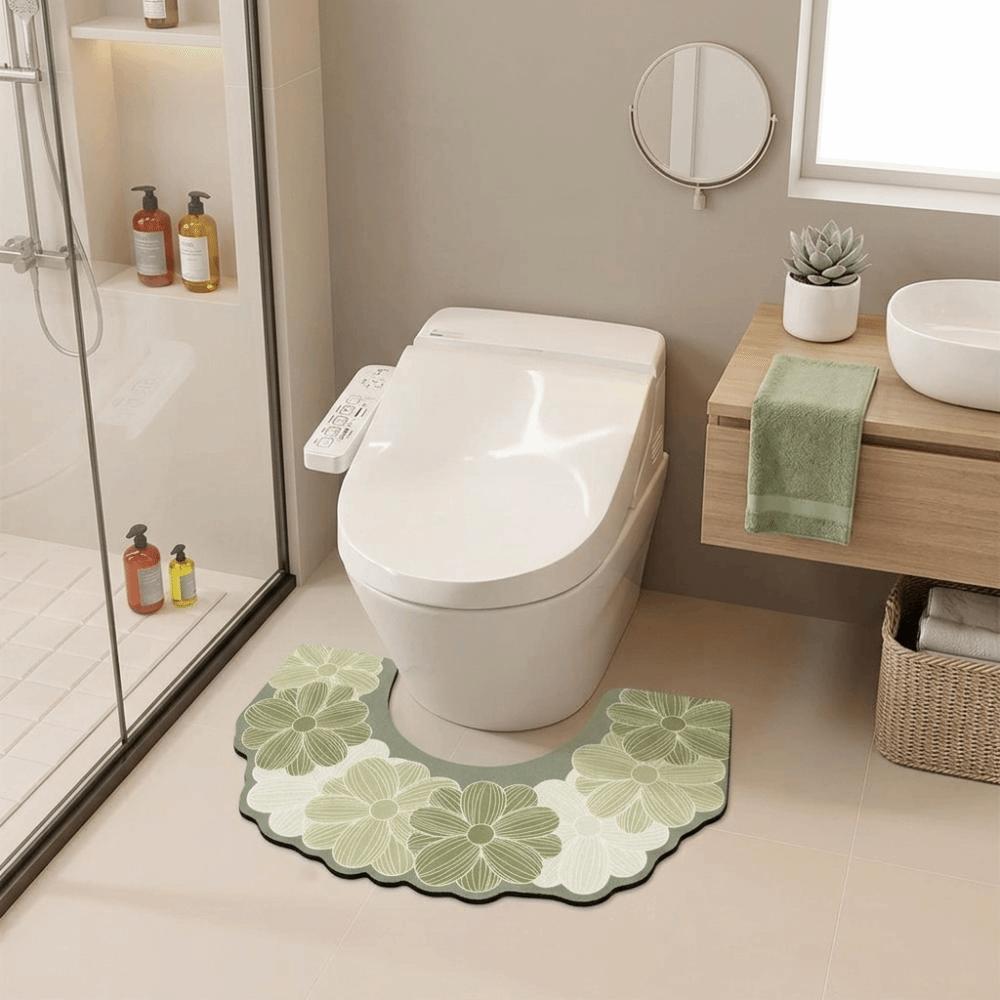 Anti Slip Bathroom Mat Water Absorbing U-shaped Floor Mat Beautiful Toilet Mat Toilet Room