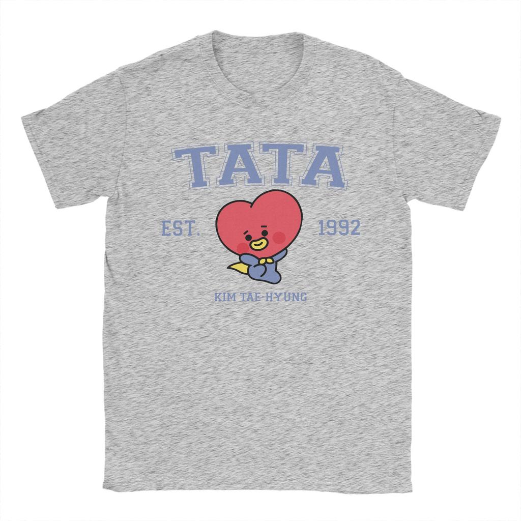Tata Korea Kpop Niedliches Cartoon T-Shirt für Herren Lustiges Reines Baumwoll-T-Shirt Rundhals Kurzarm T-Shirts Neuankömmling Kleidung