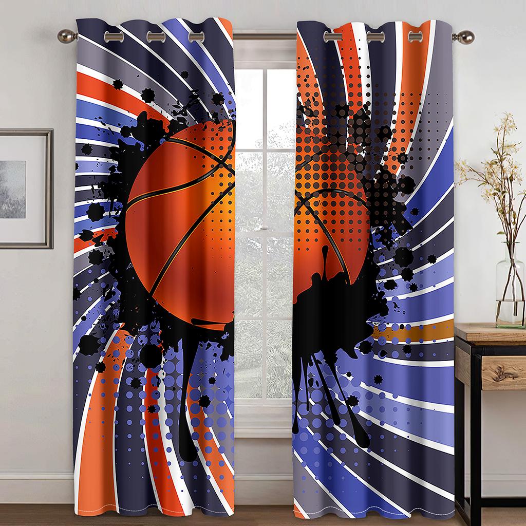 Cool ball curtain football basketball football baseball, a set of two pieces, home bedroom living room curtain