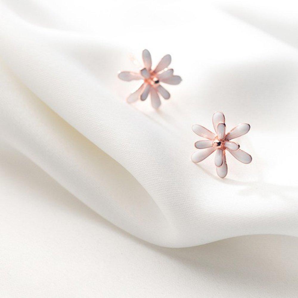 Hermosa:J E069 Silver 925 Silver Earrings Rose Gold Flower Earrings Daily Flower Earrings