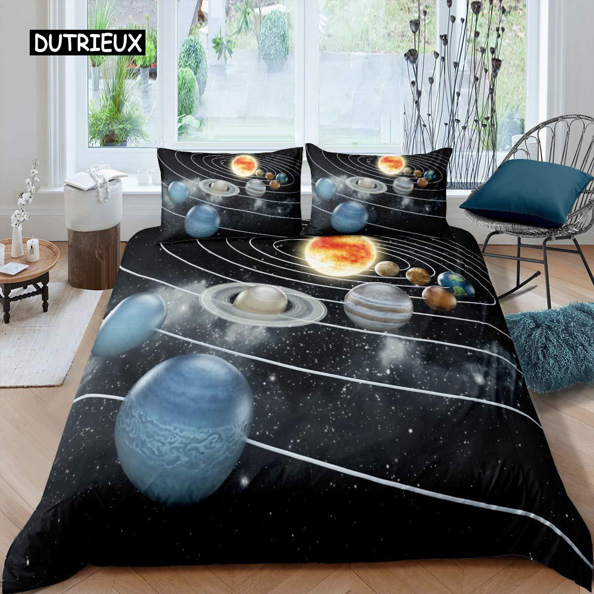 

Комплект постельного белья «Солнечная система» Twin King Microfiber Outside Space Galaxy Комплект постельного белья «Вселенная Планета Астрономия» King Size Покрывало для пододеяльника 140x200cm 3pcs