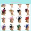 Grande Fascinator de Pena para Cabelo com Faixa para Casamentos e Eventos Especiais
