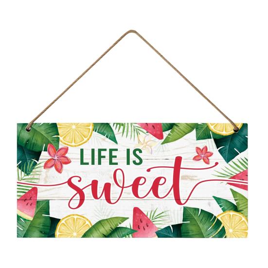 Summer Themed Gifts Wooden Hanging Sign, Beach Theme Welcome Sign Front Door Decor with Coastal Home Decorations Rope, Colorful Hanger for Seasonal