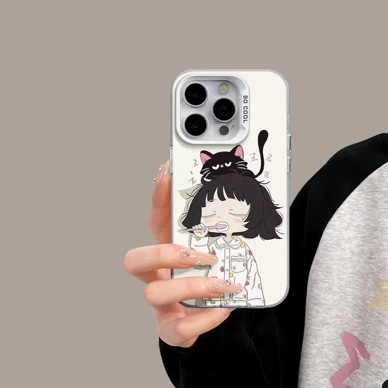 Cute Cartoon Couple Pajama Pattern Hard Anti Drop Phone Case For Apple Iphone