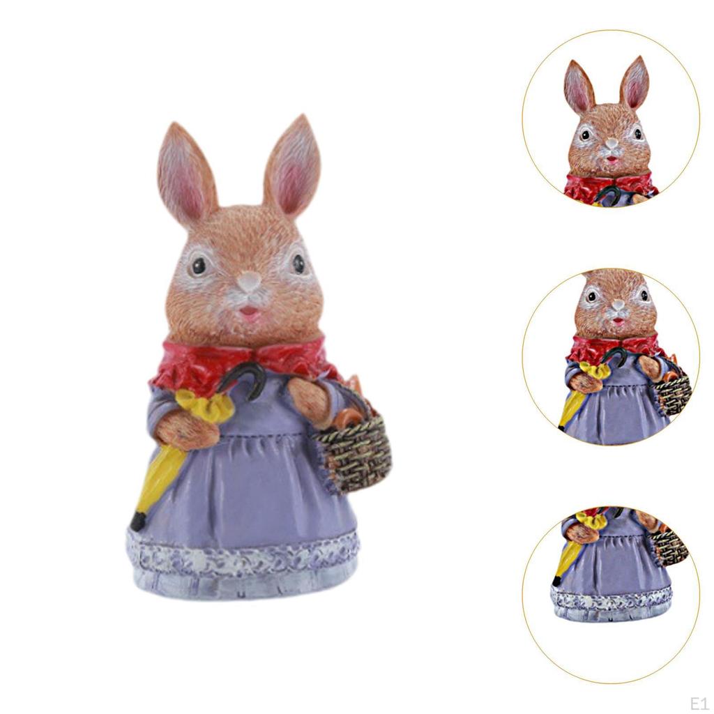 Bunny Figurine Statue Cute Creative Decorative Resin Sculpture Easter Decoration for Office