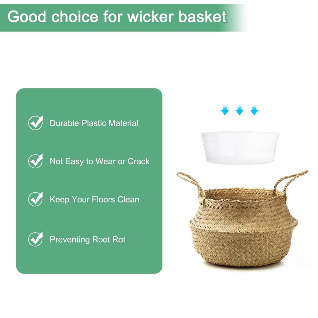 METERXITY 20-Pack 12" Plastic Plant Saucers for Indoor/Outdoor Use, Flower Pot Trays, and Drip Pans (Clear)