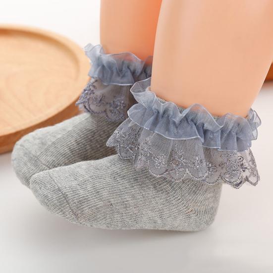 Neugeborenes Baby Mädchen Einfarbig Atmungsaktiv Baumwolle Elastisch Prinzessin Spitze Socken