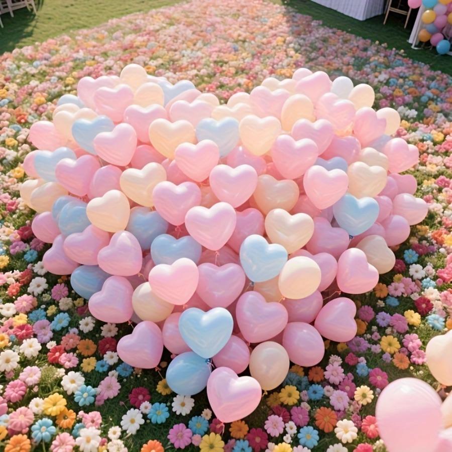 50pcs of 25.4 Cm Macaron Heart Balloons, Colorful Designs for Weddings, Birthdays, New Year, Valentine'S Day, And Festive Party Decorations