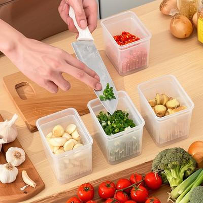 Kunststoff Zwiebel Ingwer Knoblauch Aufbewahrungsbox Kühlschrank Abtropf Frischhaltebox Obst Gemüse Abtropfkorb Küchenorganisator