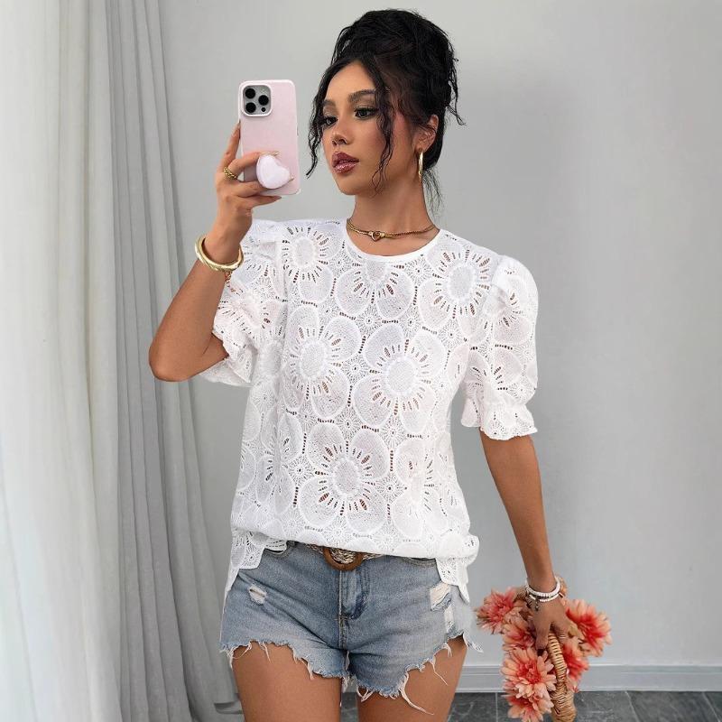 IHUASU Women's Fashion Casual O-Neck Short Sleeve  Blouses & Shirts