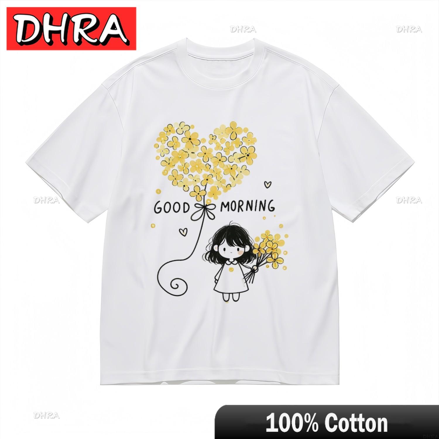 Womens Fashion Breathable Classic TShirt Floral Bouquet Good Morning Art Tee Y2K Shirts Tees for Gym Shirts Camisetas Hombre S