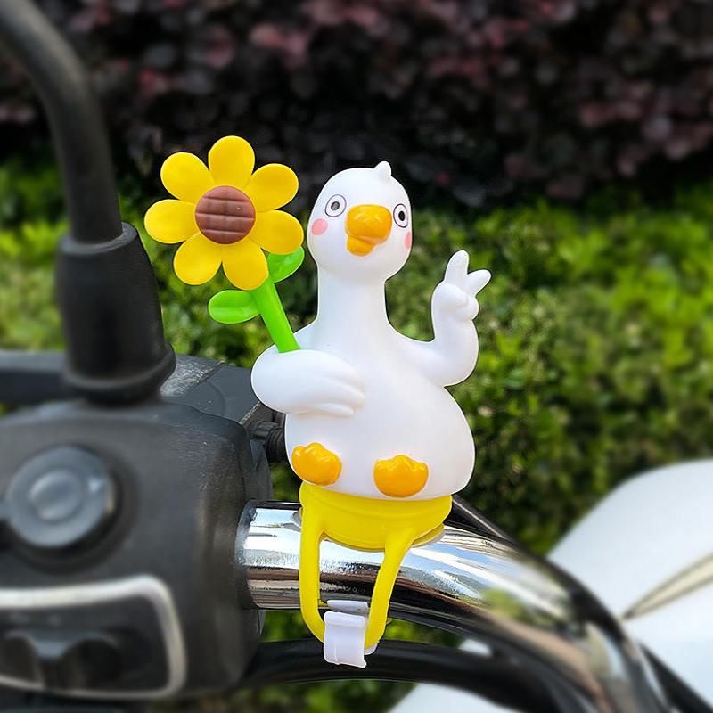 1Pcs Novelty Little Duck Windmill Ornament Bike Handlebar Decoration With Stretchable Strap For Motorcycle E Bike Road Bike