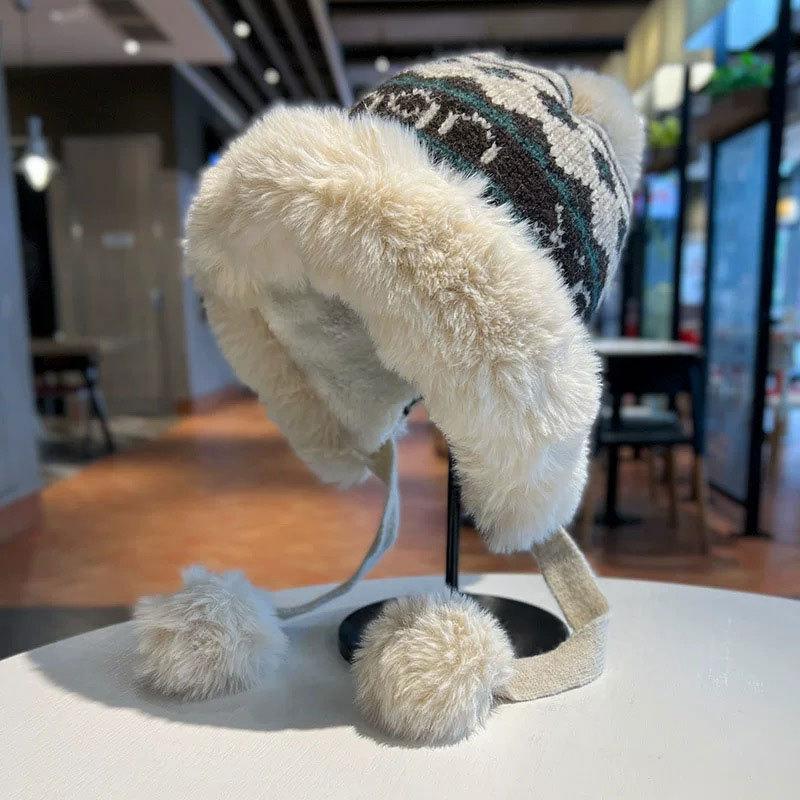 

Шапки для мужчин и женщин, вязаные зимой для тепла и холода, с отворотом и утолщенные, чтобы подчеркнуть лицо, маленькие хлопковые с защитой ушей One size зелёный