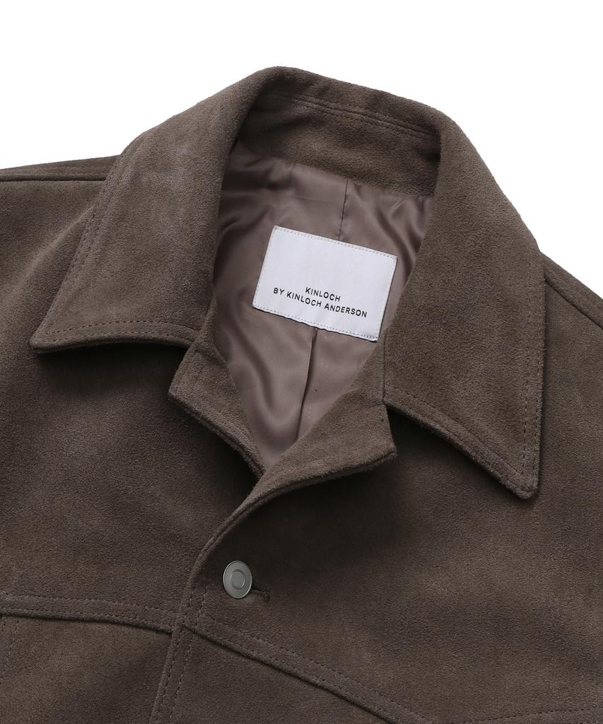 Connect Kinloch [Real Leather] Cow Suede Trucker Jacket (Ash Brown)