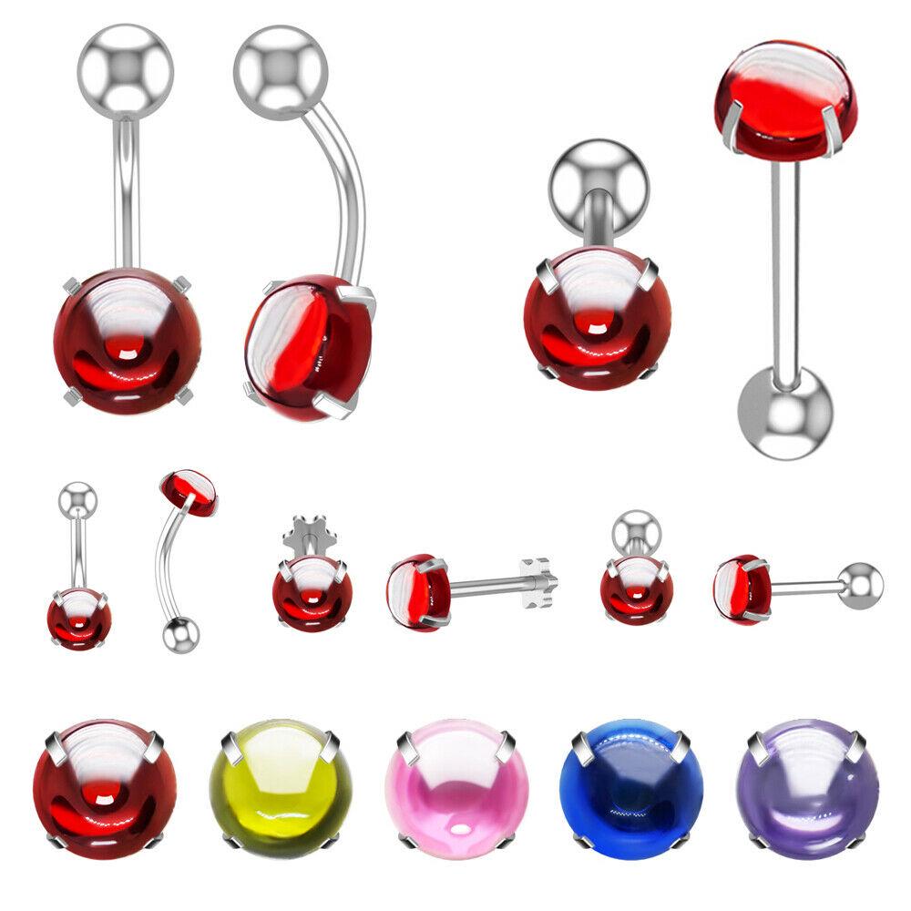 5 Color Belly Bars Navel Button Bar Piercing Jewellery Ring Surgical Steel Crystal Ball